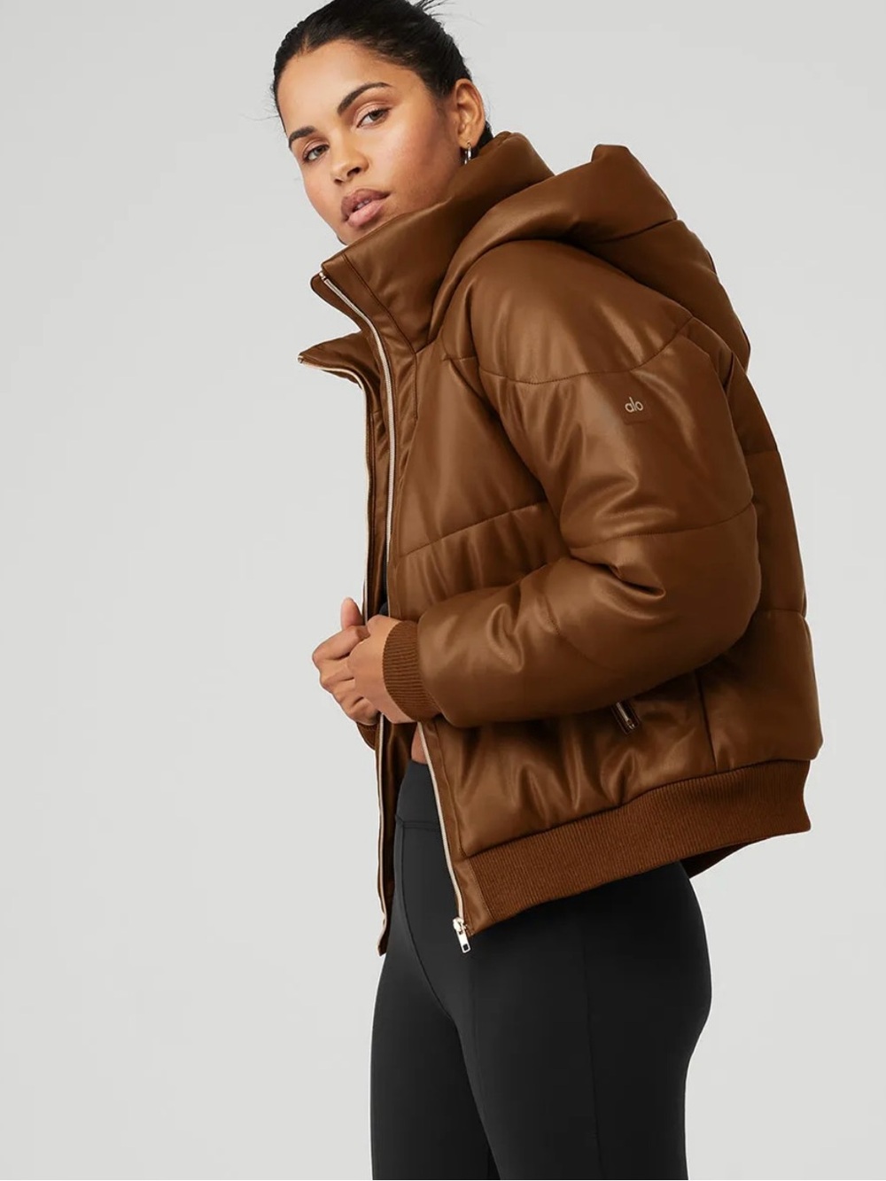 Alo faux leather Puffer Jacket with Hood